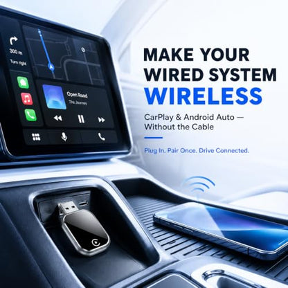 Wireless CarPlay and Android Auto Adapter for Factory Wired Systems,Silver