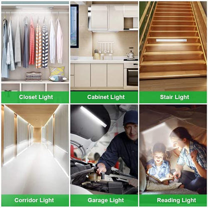 goodland 160 LED Closet Lights Motion Sensor Under Cabinet Lights Indoor Lighting 3000mAh Battery Powered Light Bar Dimmable Rechargeable Closet Light for Kitchen, Wardrobe, Stairs(1 Pack) - size: 15.35 inch 1 Pack 160 LED