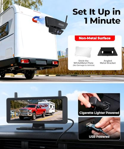 7.2" 1080P Solar Magnetic Wireless Backup Camera with Spilt-Screen Monitor - size: 7.2 inch