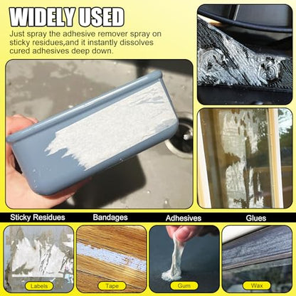 Adhesive Remover, 7oz Enhanced Version Sticker Remover Spray Glue Remover with Plastic Scraper, Adhesive Remover for Cars, Windows, Glass, Plastic -Rapidly Remover Glue, Tape, Labels, Marker, Wax