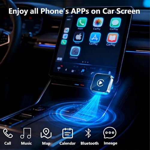 2026 Ultra Mini Wireless Carplay Adapter for iOS & Android Auto, USB for Apple Car Play Dongle Plug & Play for iOS 10+ & Android 10+, Auto-Reconnect, Stable & No Lag (Sliver)