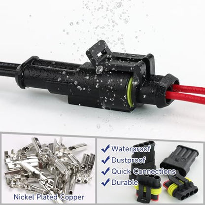 355Pcs 26 Sets Waterproof Automotive Wire Connectors - 1/2/3/4 Pin Connectors Male and Female for Cars Motorcycles & Boats - 22-16 AWG