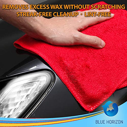 Red Microfiber Cleaning Towels, 3 Dozen Dual-Sided Cleaning Cloths Bulk Pack, Ultra Soft Plush Wash-Cloths, Micro-fiber Detailing Cleaning Cloths for Car, Household and Commercial (Red, 16" x 16") - color: Red