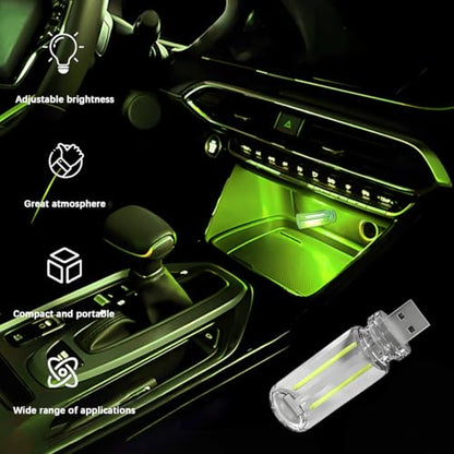 Car Retro Atmosphere Light, Mini Plug-in Touch Control USB Vehicle Glass Bottle LED Night Light, Portable Automotive Interior Ambient Lamp, Universal for Truck SUV Sedan (Green) - color: Green