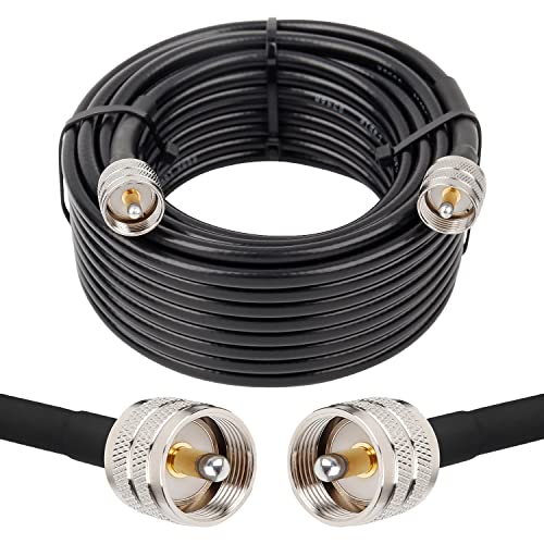 MOOKEERF RG8x Coaxial Cable 35ft,CB Coax Cable 50 Ohm,UHF PL259 Male to Male Low Loss CB Antenna Extension for HAM Radio,VHF Radio,SWR Meter,Dummy Load,Antenna Analyzer - size: 35FT