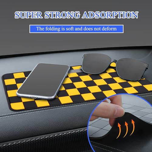 Wuyaoyao 2PCS Car Dashboard Anti Slip Mat, 12.2"×8.3" Non-Slip Dashboard Sticky Pad, PVC Car Dash Gripping Mat, Multifunctional Auto Grip Mat for Phones Sunglasses Keys Electronic Devices (Yellow) - color: Yellow