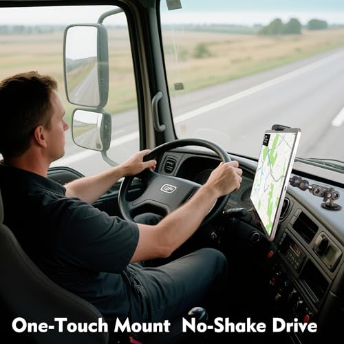Tablet Holder For Car Mount Dashboard Aluminum Heavy Duty Drill Base 360° Rotating Mount for Trucks Dashboard Cars and Commercial Vehicles,Boat,Wall Compatible with 4.7～12.9 inch Tablets/Phone