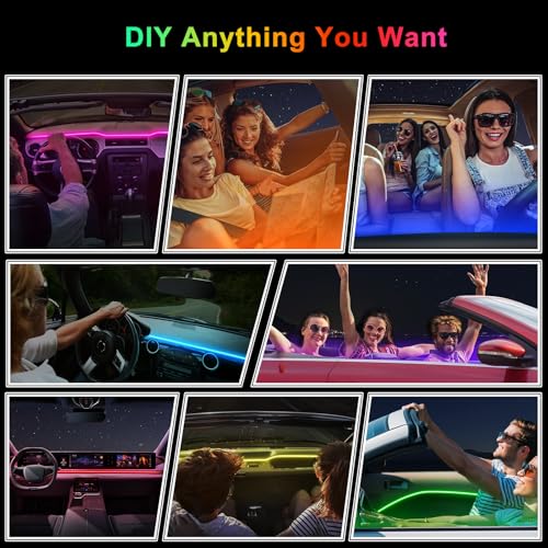 Acrylic Interior Car LED Strip Light with 6mm Sewing Edge - 43.3 inches Ambient Lighting Kits, Neon LED Strip Light(110CM/43.3IN, Orange) - color: 110CM/43.3IN, Orange