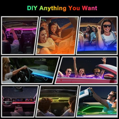 Acrylic Interior Car LED Strip Light with 6mm Sewing Edge - 43.3 inches Ambient Lighting Kits, Neon LED Strip Light(110CM/43.3IN, Orange) - color: 110CM/43.3IN, Orange
