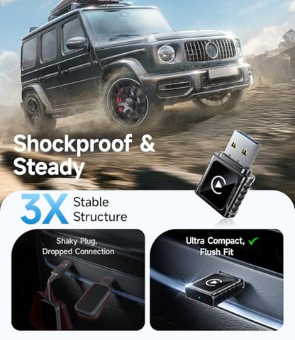 JDG Wireless CarPlay Adapter, Converts Wired CarPlay to Wireless, for Cars with Built-in Wired Apple Carplay, Super Mini USB Design Car Play Adapter for iPhone, (Black)