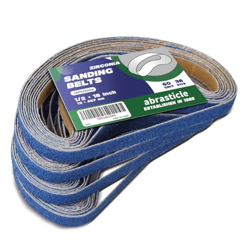 1/2" x 18" Zirconia Sanding Belts for Metal - 1/2 x 18 Inch Zirconia Metal Grinding Sand Paper, 36 PCS 60 Grits, Perfect for Knife Blade Sharpening, Metal Polishing, Derusting, Woodworking - size: 1/2" x 18" 60 Grit(36 pack)