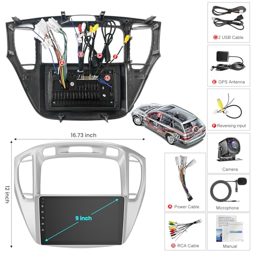 Car Radio for Toyota Highlander 2000-2007 Head Unit with Wireless Carplay&Android Auto,4+64GB 9 Inch Car Stereo with Voice Control GPS SWC FM DSP WiFi Bluetooth 5.2 Backup Camera Mirror Link - color: For Highlander 2000-2007