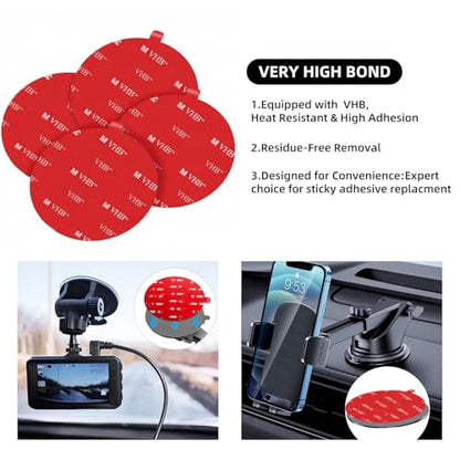 Double Sided Adhesive Pads,Made of VH B 5952, Round Car Mount Adhesive Replacement.Sticky Dash Cam Mounting Tape.Heavy Duty Tape Sticker for Dashboard &Daily Use.Waterproof,Heat-Resistant.6PCS - style: Round