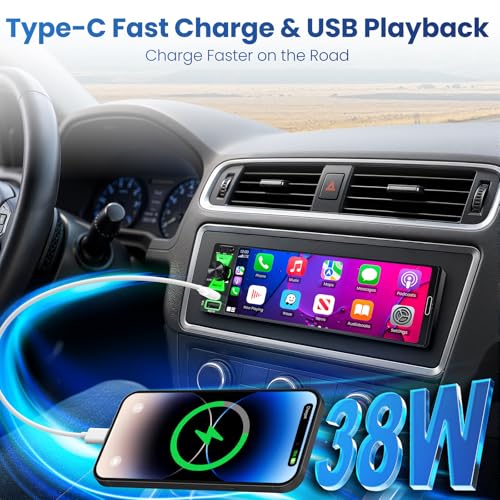 6.5" Single Din Radio Car Stereo with Apple CarPlay & Android Auto