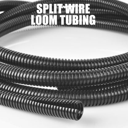 3/8 Inch Wire Loom Split Tubing - 25 ft Cord Protector Electric Wires Covers, Automotive Wire Flexible Conduit - size: 3/8"-25ft
