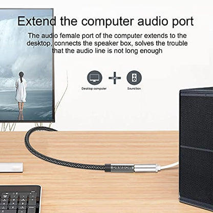 MOSWAG 16.4FT 3.5mm Male to Female Extension Cable with Microphone Stereo - color: Black, size: 16.4 ft