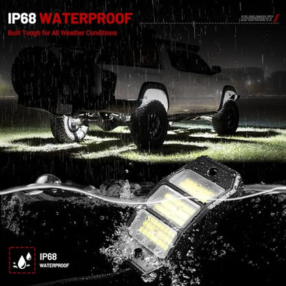 SHINIGHT 12-Pod White Rock Lights, 6000K Pure White,72 LED SMD Chips, IP68 - size: 12 Pods