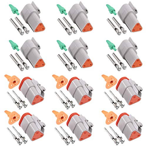 Glarks 42Pcs 3 Pin Way Sealed Gray Male and Female Auto Waterproof Electrical Wire Connector Plug 22-16AWG Connector for Motorcycle, Scooter, Car, Truck, Boats - size: 3 Pin