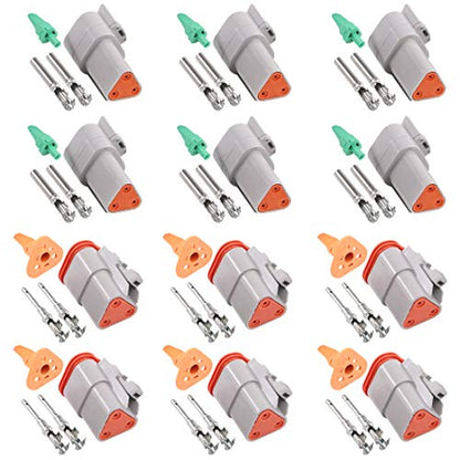 Glarks 42Pcs 3 Pin Way Sealed Gray Male and Female Auto Waterproof Electrical Wire Connector Plug 22-16AWG Connector for Motorcycle, Scooter, Car, Truck, Boats - size: 3 Pin