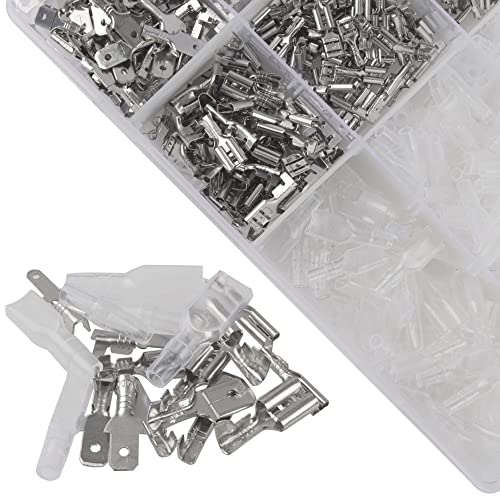 720Pcs 2.8/4.8/6.3mm Quick Splice Male Female Wire Spade Connector Crimp Terminal Block Assortment Kit with Insulating Sleeve for Electrical Wiring Car Audio Speaker