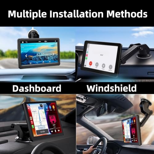 Extended Carplay Mount, 360° Flexible Windshield Dashboard Suction Cup Bracket Replacemect for 7" 9" 10.26" Inch Carplay Screen Android Auto Mount Car Baby Camera Monitor Phone Holder - size: Holes Bracket