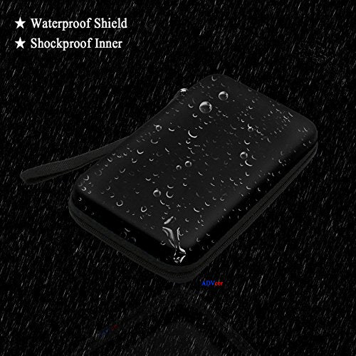 ADVcer 3DS Case, EVA Waterproof Hard Shield Protective Carrying Case with Detachable Hand Wrist Strap Compatible with Nintendo New 3DS, 3DS, 2DS XL or DSi, DS Lite, Black - color: Black