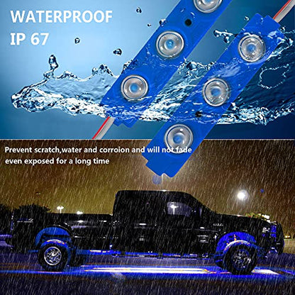 8PCS Blue Led Truck Bed Lights Kit,Pickup Bed Lighting Kit,Rock Light with w/Switch,IP68 Waterproof for Car Underglow,Cargo Bed,Foot Wells,Side Marker,Rail Light,Rear Work Box Lighting Kit