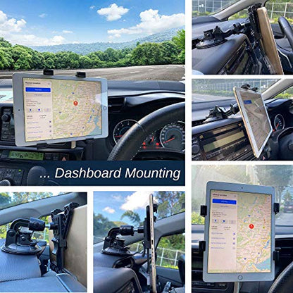 3-in-1 Heavy Duty Dashboard Tablet Holder for Car, Windshield Suction Cup Car Mount & Air Vent Mount for Truck Car for iPad Pro, iPad mini, Galaxy Tab for All iPad 6"- 12.9" Tablets