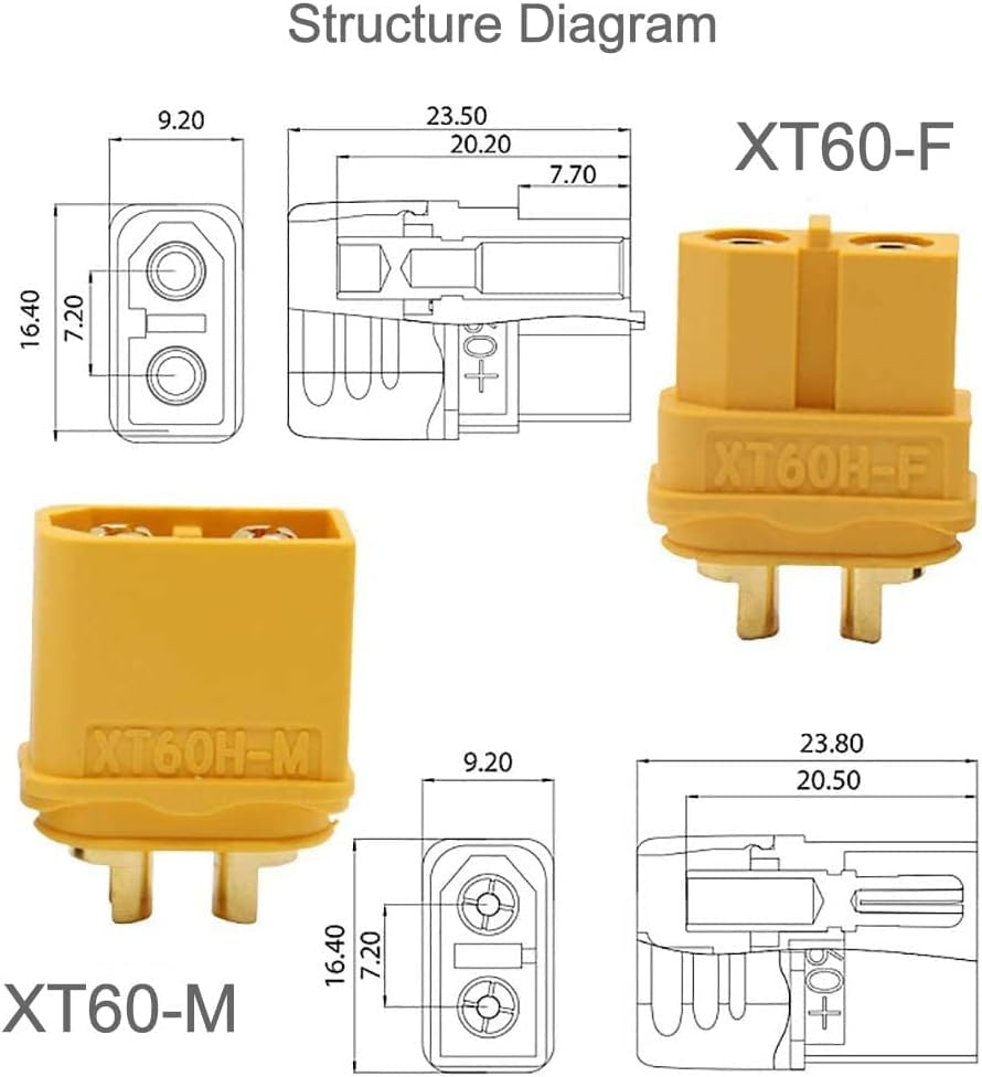 12 Pair XT60H Connectors (XT60 Upgrade), XT60H Male Female Bullet Connectors Power Plugs with Sheath for Lipo Battery RC Planes Cars