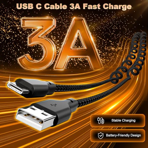 USB A to USB C Coiled CarPlay Cable Fast Charging [2-Pack, 3ft]