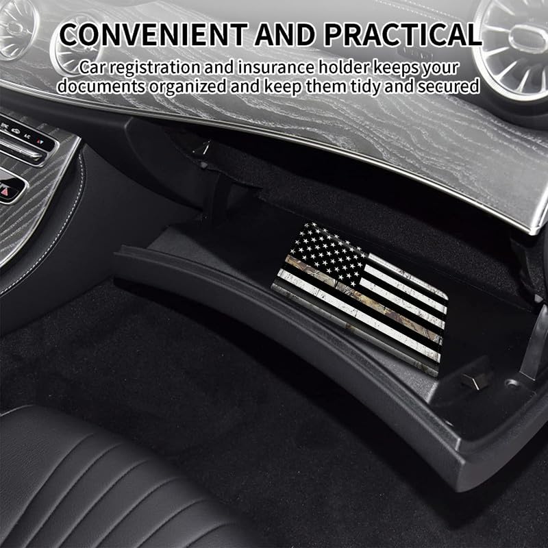 Car Registration and Insurance Card Holder, Vehicle License Documents Glove Box Compartment Organizer Wallet, ID Card Holder for Car Essentials Automobile, Camo American Flag - color: Camo American Flag