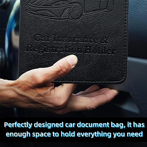Kewucn Car Registration and Insurance Card Holder, Premium Leather Glove Box Organizer, Magnetic Closure Auto Document Holder for Driver License and Cards, Perfect for Most Cars - color: Small-Black