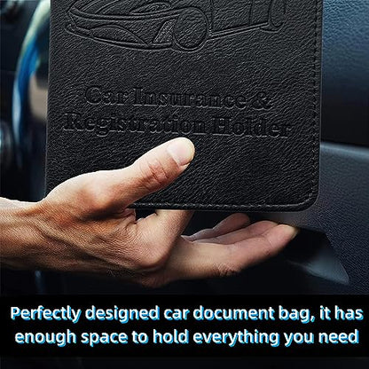 Kewucn Car Registration and Insurance Card Holder, Premium Leather Glove Box Organizer, Magnetic Closure Auto Document Holder for Driver License and Cards, Perfect for Most Cars - color: Small-Black
