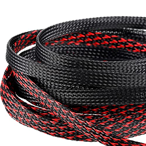 Xuniea 96ft Wire Loom Braided Cable 1/4, 3/4, 1 Inch,Black and Red - color: Black and Red, size: 1/4, 3/4, 1 Inch