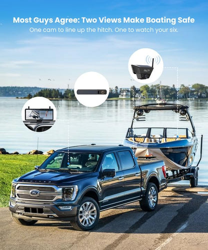 AUTO-VOX Wireless Backup Camera Kit: 7.2" Monitor, Solar 5 Cam, Suction Mount and Solar 3A Plus Cam– Flexible Placement for Horse Trailer, Boat Trailer, Cargo Monitoring, Tight Spot Parking