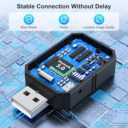 2025 Upgraded Mini Android Auto and Wireless CarPlay Adapter Convert Factory Wired to Wireless Dongle, USB CarPlay Wireless Stick Android Auto Adapter for iOS 12+/Android No Delay