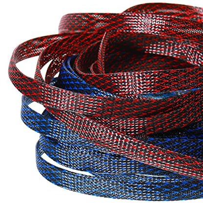 Xuniea 96ft Wire Loom Braided Cable 1/2, 1/4, 3/8 Inch,Red,Blue and Black - color: Red, Blue and Black, size: 1/2, 1/4, 3/8 Inch