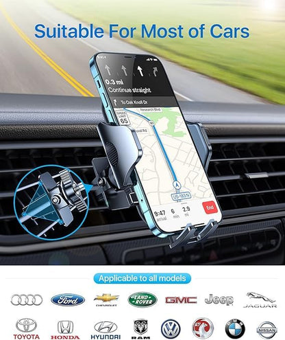 andobil 2026 Upgraded Car Phone Holder Mount for Vent, Military Sturdy Metal Clip Air Vent Phone Holder for Your Car Easy Used Cell Phone Car Mount for iPhone 17 16 15 14 13 12 Pro Max Samsung Grey - color: Grey