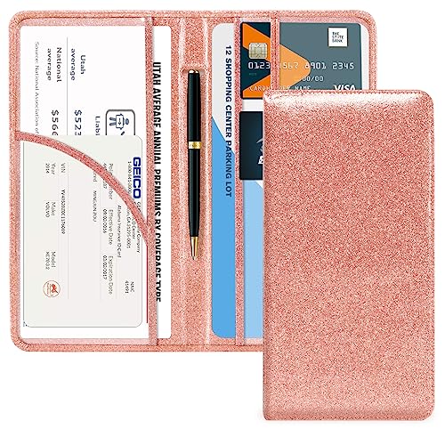 CoBak Car Registration and Insurance Holder - color: L-Glitter Rose Gold