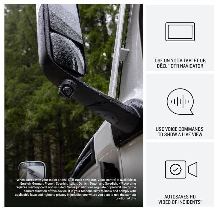 Garmin dezl DualView Camera System, LGV GPS Truck sat nav, Blind spot Monitor, Live View of Your Truck Sides, Rugged IPX7, Adjustable Lenses w/ Wearable4U Power Car/Wall Bundle