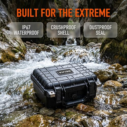 MEIJIA Portable All Weather IP67 Waterproof Protective Case,Hard Camera Case,Dry Case with Customizable Foam,Fit Use Of Drones,Camera,Equipments,10.62 x9.68x4.87inches - color: Elegant Black