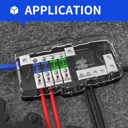 RVBOATPAT Fused Power Distribution Block Car Audio Fused Distribution Block 12V 0/4 Gauge 4 Way MIDI (Mini-ANL) Fuse Block for Auto Boat UTV Stereo Amp - style: 4 Way
