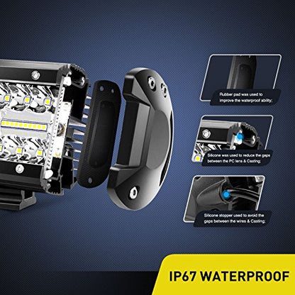 Nilight Led Light Pods 2PC 4Inch 60W Flood Spot Combo Triple Row Driving Lamp Roof Bumper Off Road LED Work Lights Pods for Van Camper Wagon Car Pickup Golf Cart ATV UTV SUV Truck Boat 4x4 - color: Led Pods