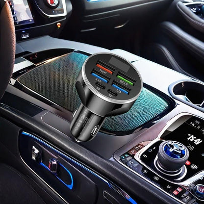 MESA'S LIVE 6-Port Car Charger USB C, 100W Max PD 65W QC3.0 Fast Charging, LED Voltage Display, 12/24V for Car/Truck/RV, Compatible with iPhone 16/Samsung/Tablet/Laptop
