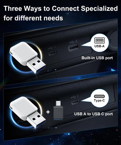 Apple Wireless CarPlay Adapter, MFi Certified CarPlay Dongle with USB/USB-C Port, Compact Design for Cars with Built-in Wired CarPlay, Wired CarPlay to Wireless for iPhone, Plug and Play