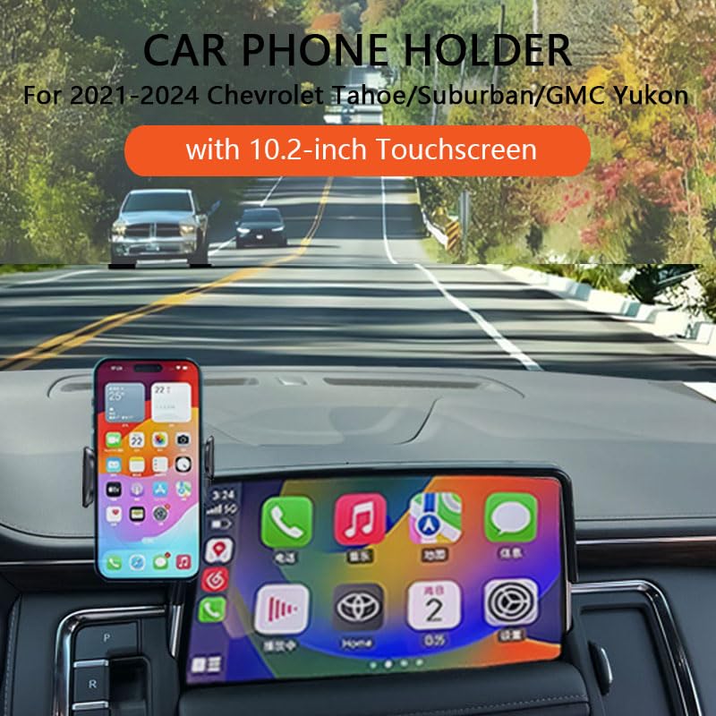 Car Phone Holder for 2021-2024 Chevrolet Tahoe/Suburban/GMC Yukon Accessories,Phone Mount for Tahoe/Suburban/Yukon with 10.2-inch Screen,Hands-Free Dash Mount Cell Phones Holder - size: 21-24 Tahoe/Suburban/Yukon 10.2-inch