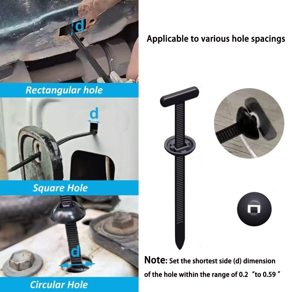Nylon Universal Cable Tie Buckle T-Shaped,Plastic Rivets Self-Locking Nylon Zip Ties Holder for Car Daily Repair Bumper Clips, Repairing Car Fenders Trunk Bumpers Automotive