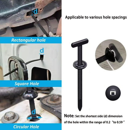 Nylon Universal Cable Tie Buckle T-Shaped,Plastic Rivets Self-Locking Nylon Zip Ties Holder for Car Daily Repair Bumper Clips, Repairing Car Fenders Trunk Bumpers Automotive