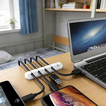 6-Pack White Cable Clips, Adhesive Cord Organizer for Desk Management