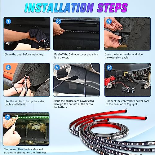 Nilight 4Pcs Car Underglow Neon Accent Strip Lights 256 LEDs RGBIC Multi Color DIY Sound Active Function Music Mode with APP Control and Remote Control Underbody Light Strips, 2 Years Warranty - color: Underglow Light RGBIC Multi Color 4Pcs